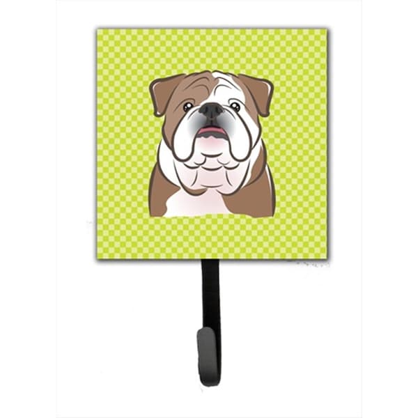 Carolines Treasures Checkerboard Lime Green English Bulldog Leash or Key Holder- 4.25 W x 7 H In. BB1281SH4 - main